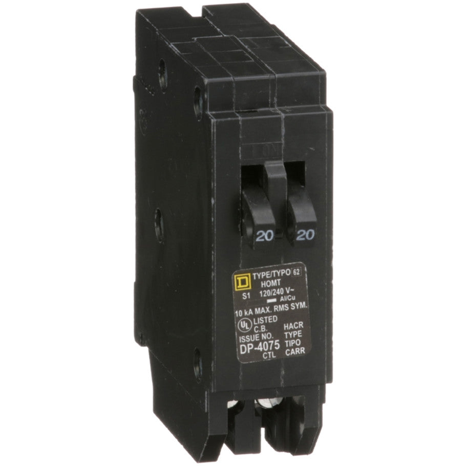 Homeline Tandem Circuit Breaker, Plug-In, 10kA, 120/240 Vac, 1-Pole, 20A