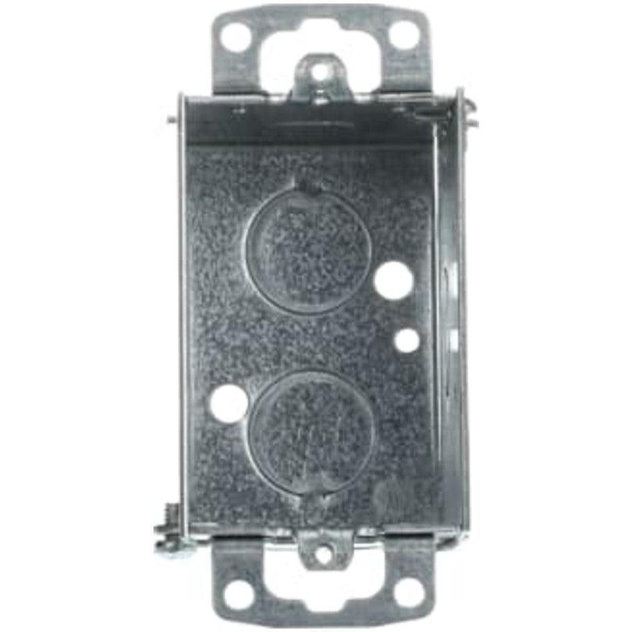 3x2 Switch Box, Gangable, Steel, 2-1/2 in. D, (4) 1/2 in. Side KO, (2) 1/2 in. Bottom KO, Mounting Ears