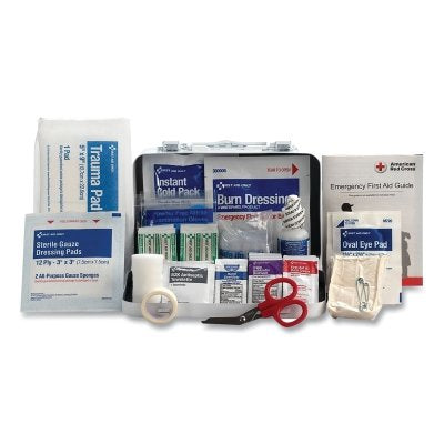 10 Person ANSI A First Aid Kit, General Purpose/ Industrial/ Workplace, Metal, Portable; Wall Mount