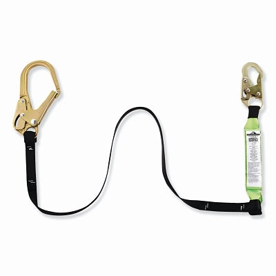 Shock Absorbing Lanyard, 6 ft, Steel Snap Hook, 310 lb, Steel Form Hook, 1 Leg
