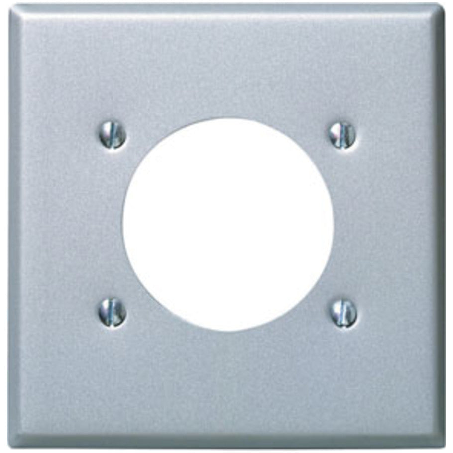 2 Gang Single 2.465 Inch Receptacle Stainless Steel Wall Plate