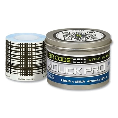 PC 627 BR Code Scannable Duct Tape, 1.88 in W, 10.5 ft L roll, 10 mil thick, White