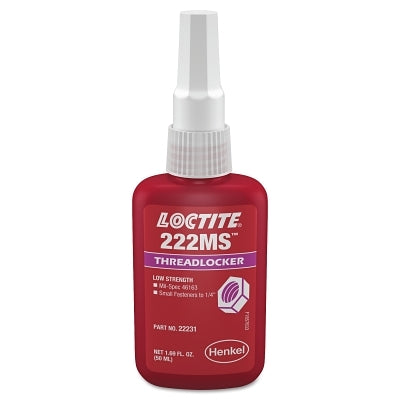222MS Threadlocker, Low Strength/Small Screw, 50 mL, 1/4 in dia or Smaller, Purple