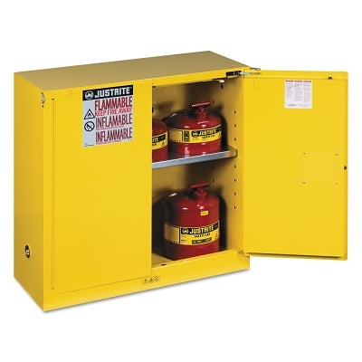 Sure-Grip EX Flammable Safety Cabinet, Self-Closing, 30 gal, Yellow, 44 in H, 2 Doors