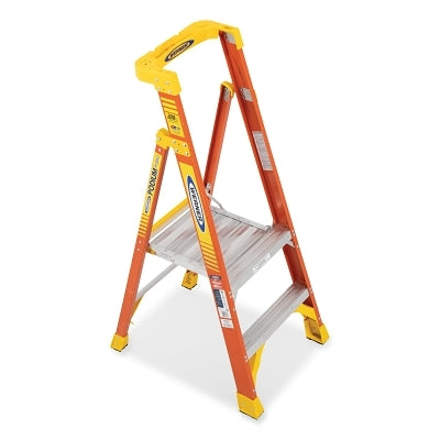 Podium Ladder, PD6202C, Type IA, 2 ft, 8 ft Reach, 24 in W, 300 lb Load Capacity, Fiberglass, Orange