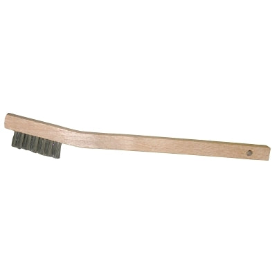 Small Hand Scratch Brushes, 7-1/2 in L, Stainless Steel Wire, Curved Wood Handle