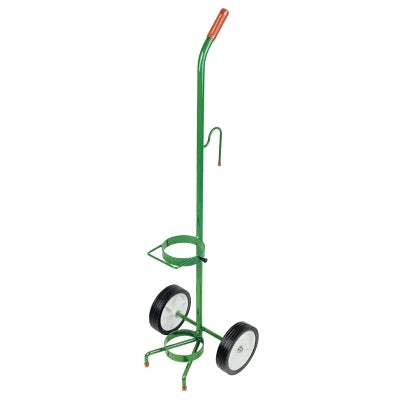D/E Size Cylinder Transport Cart, Single, 12 in W x 41 in H x 10 in D, 6 in Semi-Pneumatic Wheels, Gurney/Mask Hooks