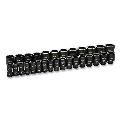 Impact Socket Set, 3/4 in Dr, 6-point, SAE, 3/4 in to 2-1/2 in, 29-Pc Deep Length, Incl Blow Mold Case