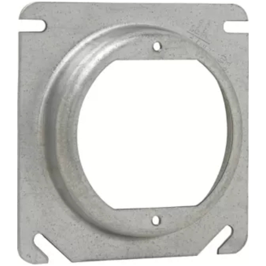 4 in. Square Box Cover, Steel, UL Listed, 1-1/4 in. Raised, 2-3/4 in. Opening/Ears