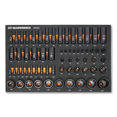 Modular Impact Socket Set, 63-pc, SAE, 6 Point, 1/4 in, 3/8 in and 1/2 in Drive