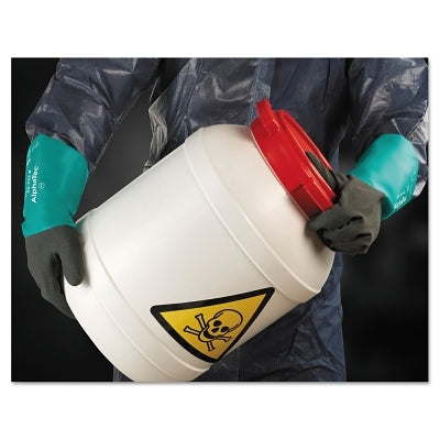 AlphaTec 58-530B/58-535B Gloves, 10, Grey/Teal, 14 in Cuff, 58-5035B