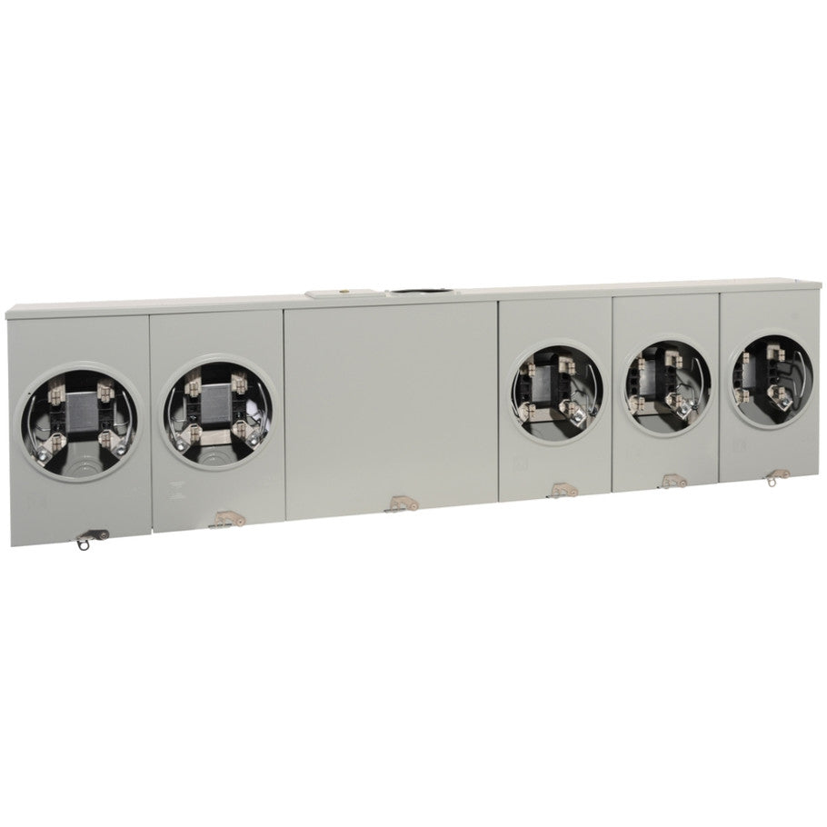 Horizontal Meter Socket, 200A, 600V ac, 1-Phase, Ringless, 4 Jaws, 3-Wire, 14.12 H x 54.75 W x 5.38 in. D