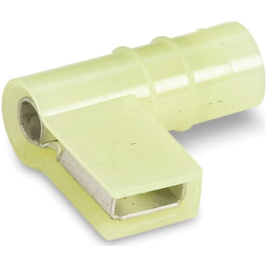 Nylon Insulated Open Top 90 Degree Flag Female Disconnect Terminal, Wire Range  12- 10 AWG, Color Yellow