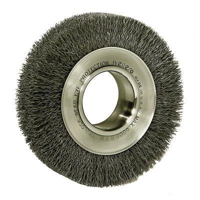 Wide-Face Crimped Wire Wheel, 7 in Dia. x 1 1/4 in W, 0.0118 in Steel, 6,000 rpm