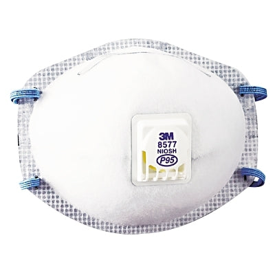 3M 8577 P95 Particulate Respirator, Half Facepiece, Oil/Non-Oil Particles, White