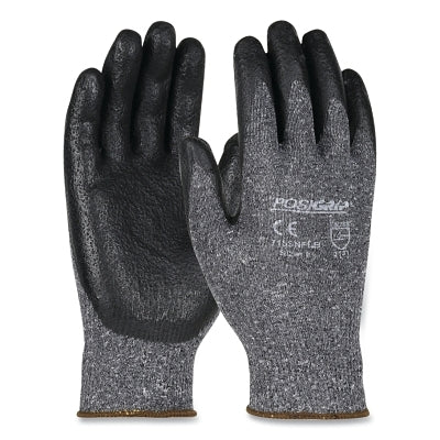 Nitrile Coated Gloves, Medium, Black/Gray, 9-1/2 in L, Palm Coated