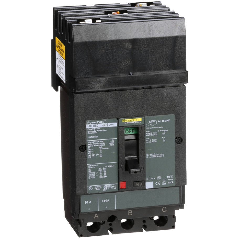 H-Frame 18kA AIR Thermal Magnetic 20A 600V 3-Pole Circuit Breaker