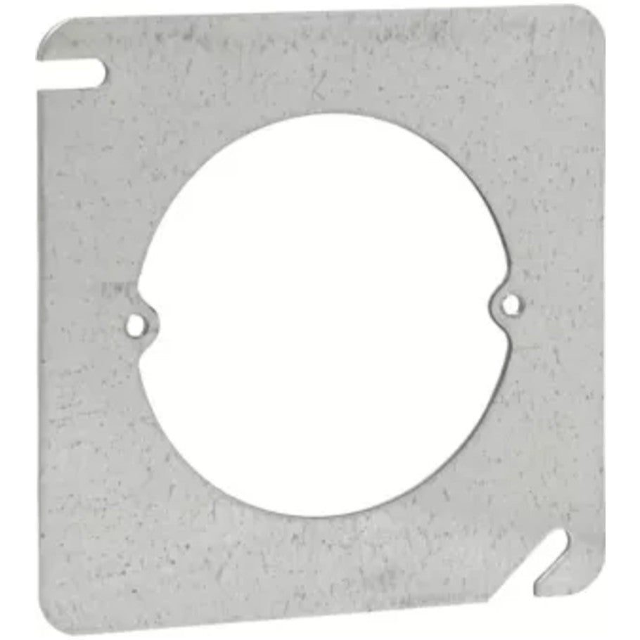 4 in. Square Box Cover, Steel, UL Listed, Flat, 2-3/4 in. Opening/Ears