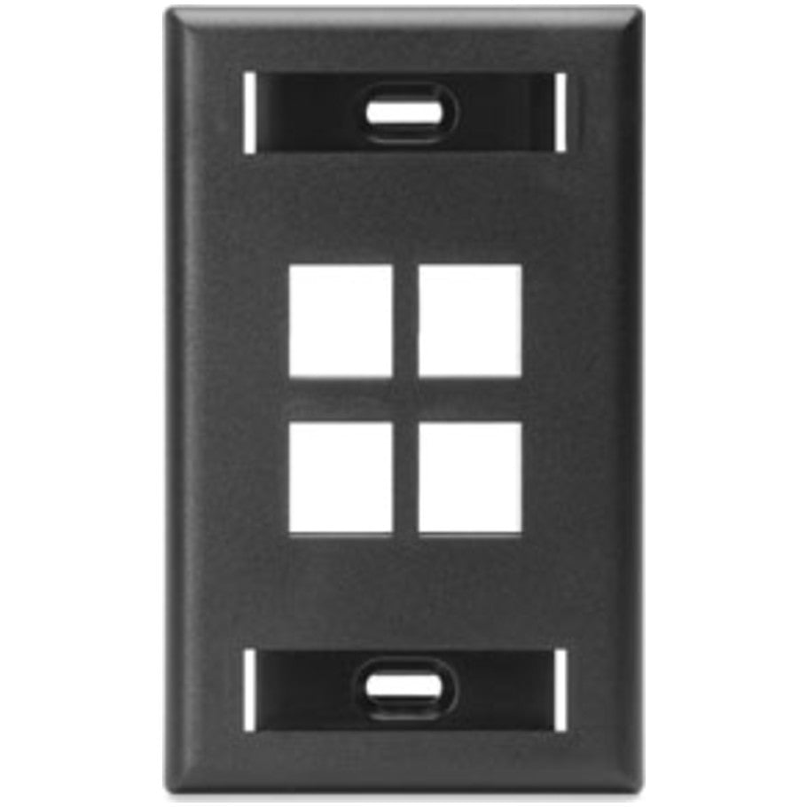 Single-Gang QUICKPORT Wallplate with ID Windows, 4-Port, Black