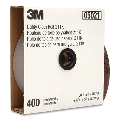 3M 051144-05001 211K Utility Cloth Roll, 1 in W, 50 yd L, 400 Grit