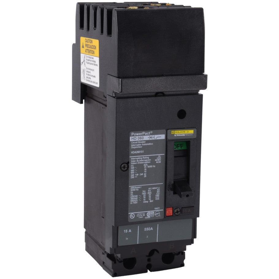 Circuit breaker, PowerPacT H, 80A, 2 pole, 600VAC, 14kA, I-Line, thermal magnetic, 80 , AC