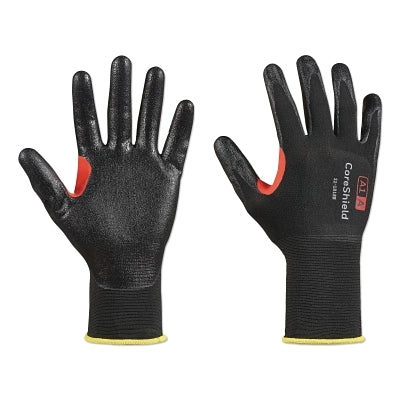 CoreShield A1/A Coated Cut Resistant Gloves, 8/M, Nylon Black Liner, Nitrile Super-Thin Black Coating, 18 ga
