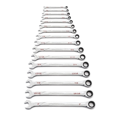 120XP Combination Wrench Sets, 6; 12 Points, SAE, Chrome, 16 Pc.