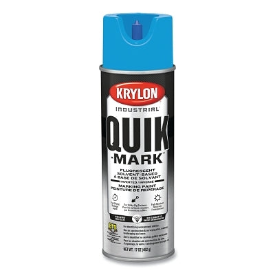 Quik-Mark Solvent-Based Inverted Marking Paint, 17 oz wt, Aerosol Can, Fluorescent Caution Blue