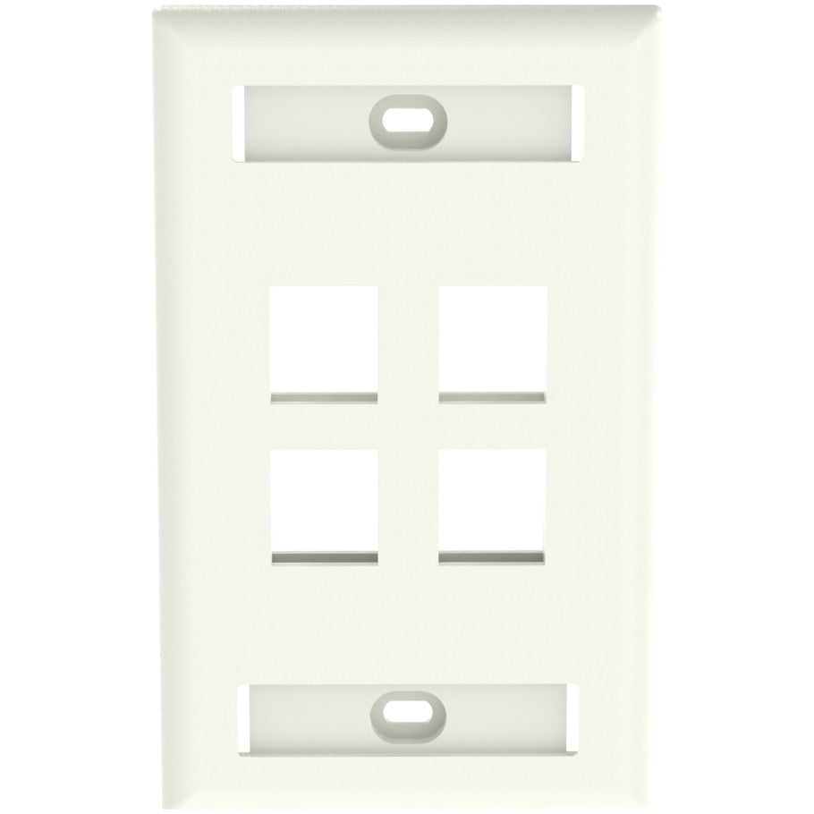 NetKey 1-Gang, Flush Mount Vertical Faceplate, 4-Port, Includes Label and label Covers.  Off White