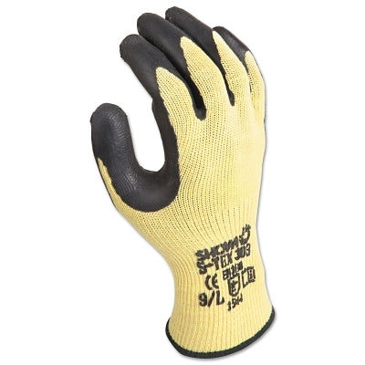 S-TEX 303 Cut Resistant Rubber Palm Coated Gloves, Medium, Yellow/Black