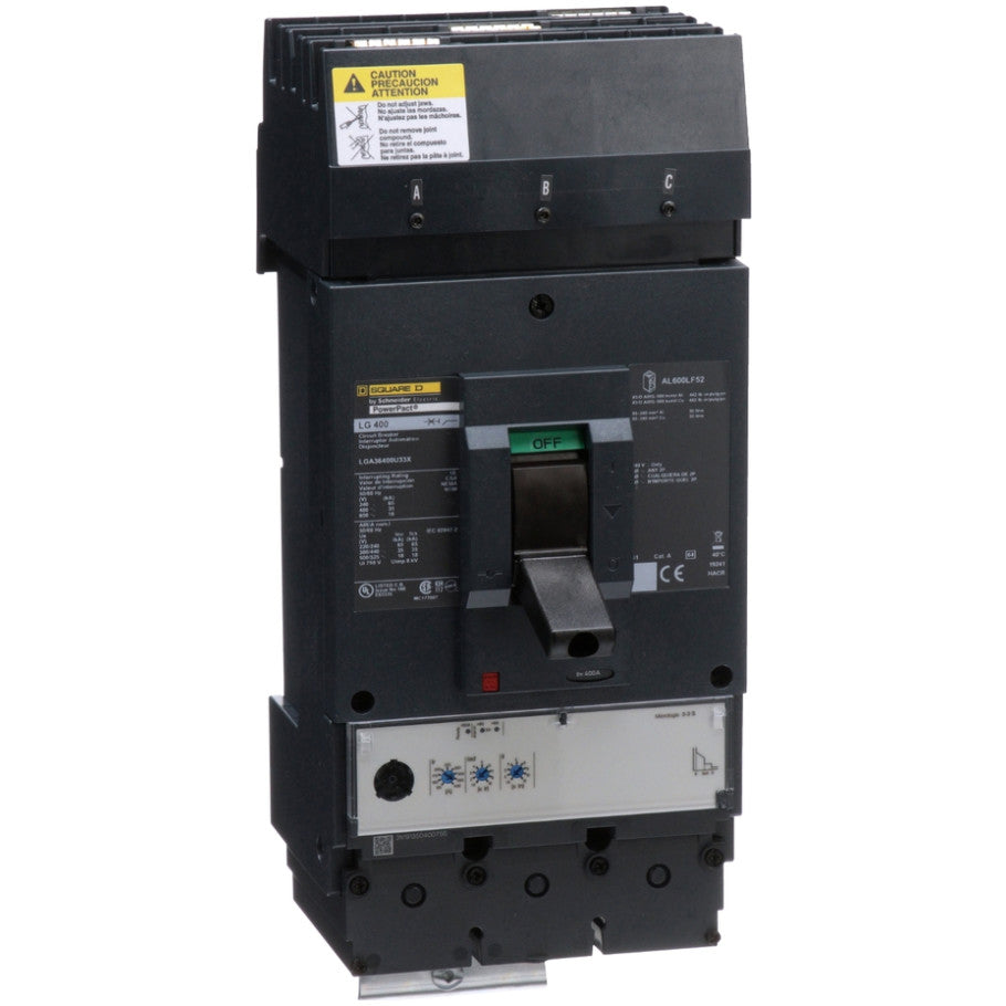 Molded Case Circuit Breaker, 400 A, 600 V, 3-Pole, Unit Mount, 18 kA