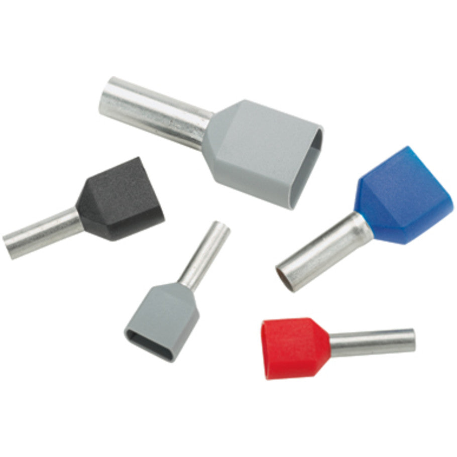 Pan-Term FTD77-8-D Twin wire ferrule, Red, 8mm Pin L, PK500