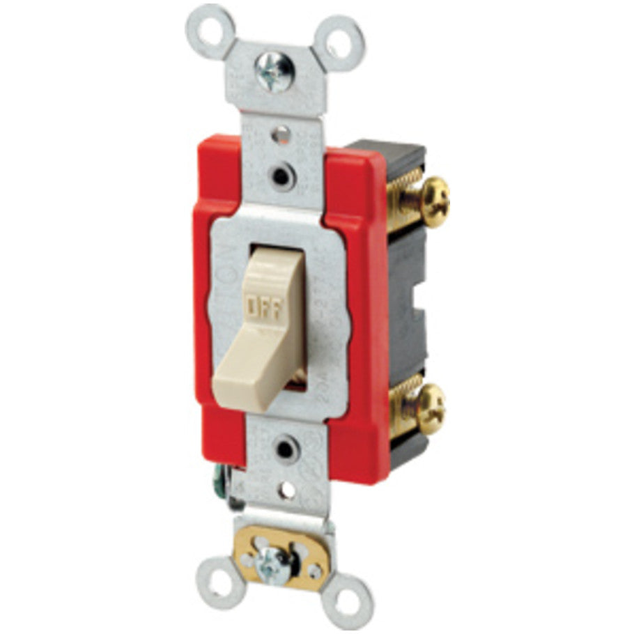 Extra Heavy Duty Industrial 1-Pole Toggle AC Quiet Switch, 20A, Ivory