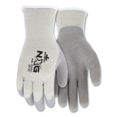 NXG Rubber Latex Coated Work Gloves, Large, White/Gray