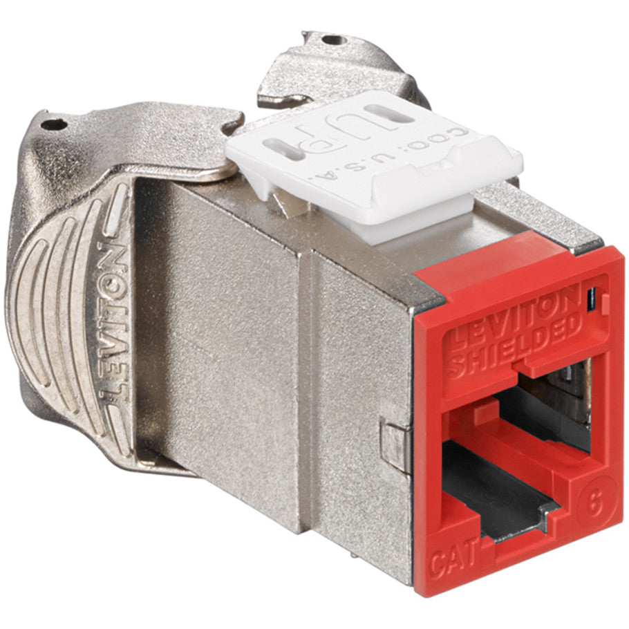 Cat 6 Component-Rated Shielded QuickPort Connector, T568A/B, Red, 10 per Package, 72 per Package