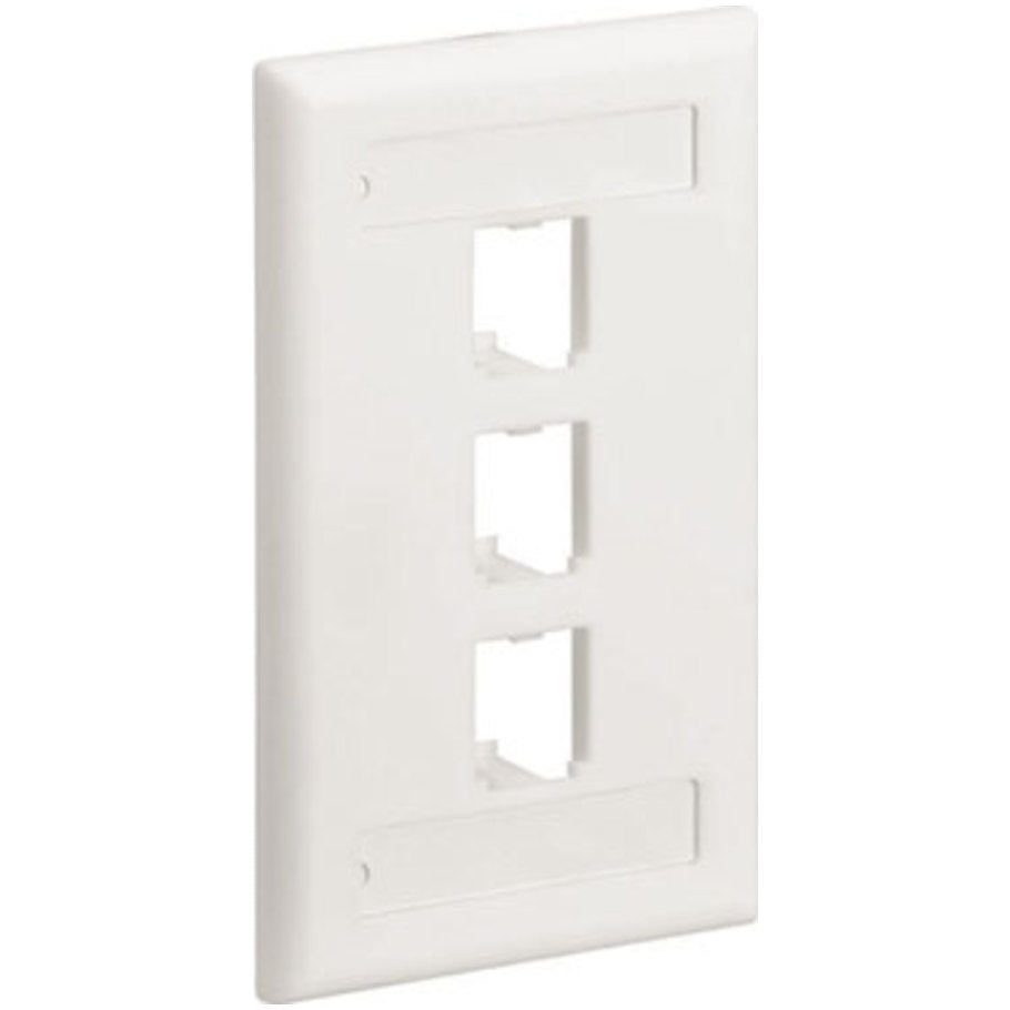 Mini-Com Classic Series, 1 Gang, Vertical Faceplate, 3-Port, Off White