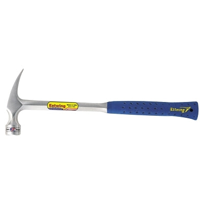 Framing Hammer, Curved Claw, Smooth, Steel Handle/Head, Blue Shock Reduction Grip, 16 in OAL, 22 oz
