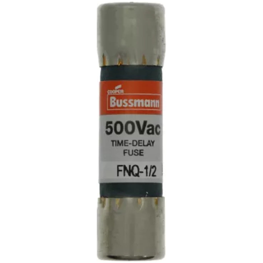 FNQ Series Time Delay Supplemental Fuse, Fiber Tube, 1/2A, 500V, 13/32 x 1-1/2 in., Color Code Orange