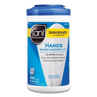 Hands Instant Sanitizing Wipe, 300 Wipes, Canister, Clean Scent