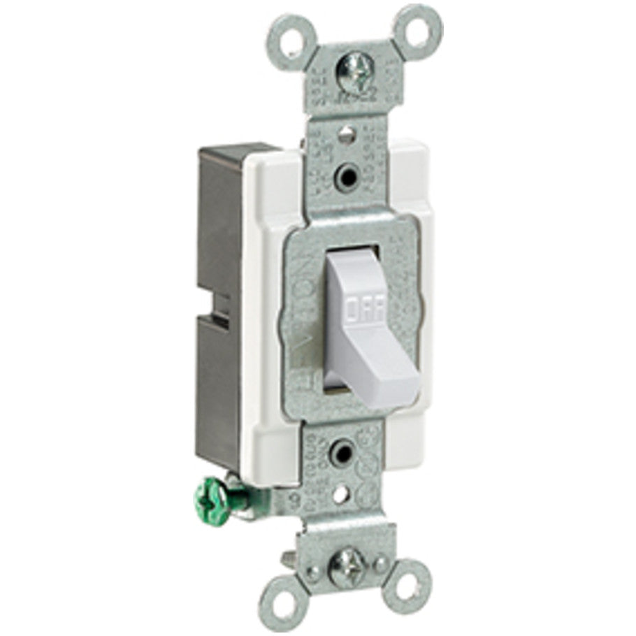 Toggle AC Quiet Switch, 1-Pole, 15A, 120/277V, Side Wired, White