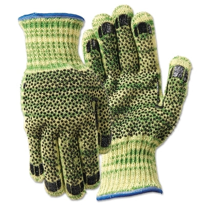 Whizard Metalguard Heavy Weight Gloves with PVC Dots, Large, Gray/Gray/Yellow