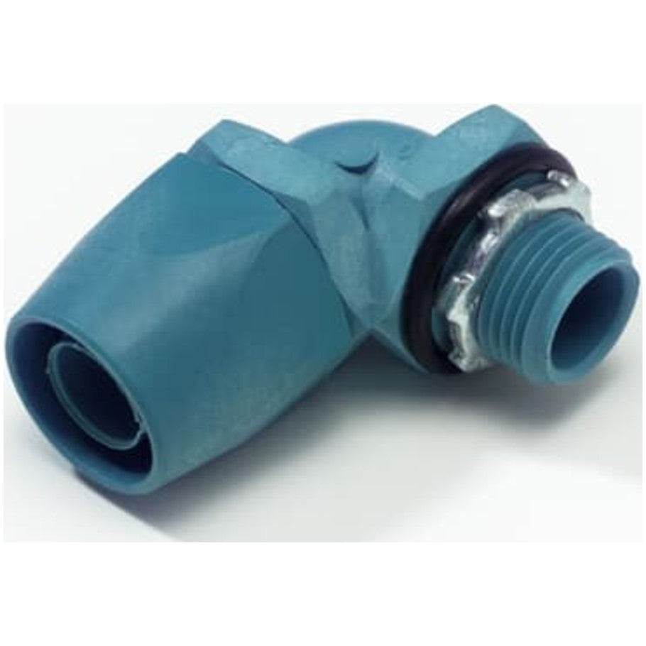 Liquid Tight Connector, Thermoplastic, 90  176;, Sealing O-Ring, Tapered Hub Thread, 1/2 in.