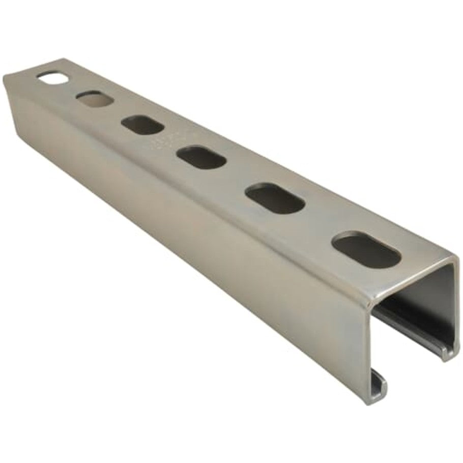 A1200 Channel, 12 ga., 1-5/8 in. x 1-5/8 in., L. 10 ft., Half Slotted Aluminum with 9/16 in. x 2 in.