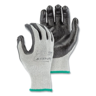 Cut-Less Korplex Gloves, Flat Nitrile Palm, Medium, Gray with Black Coating