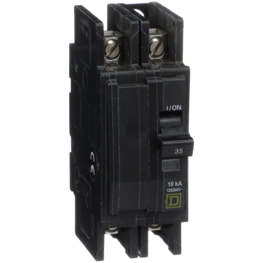 QOU Miniature Low Ampere Circuit Breaker, Unit-Mount, 10kA, 120/240 Vac, 2-Pole, 35A