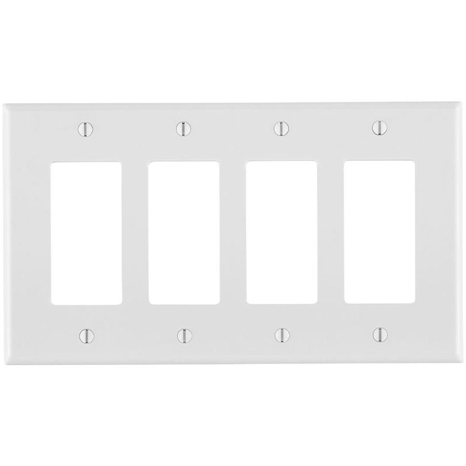 Thermoset 4 Gang Device Mount Midsize Decora/GFCI Device Wall Plate, White