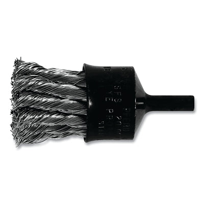 Flared Cup Knot End Brushes, Carbon Steel, 20,000 rpm, 1 in x 0.02 in