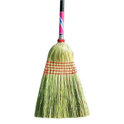 Janitor Corn Broom, 56-1/2 in Overall L, Black Lacquered Handle