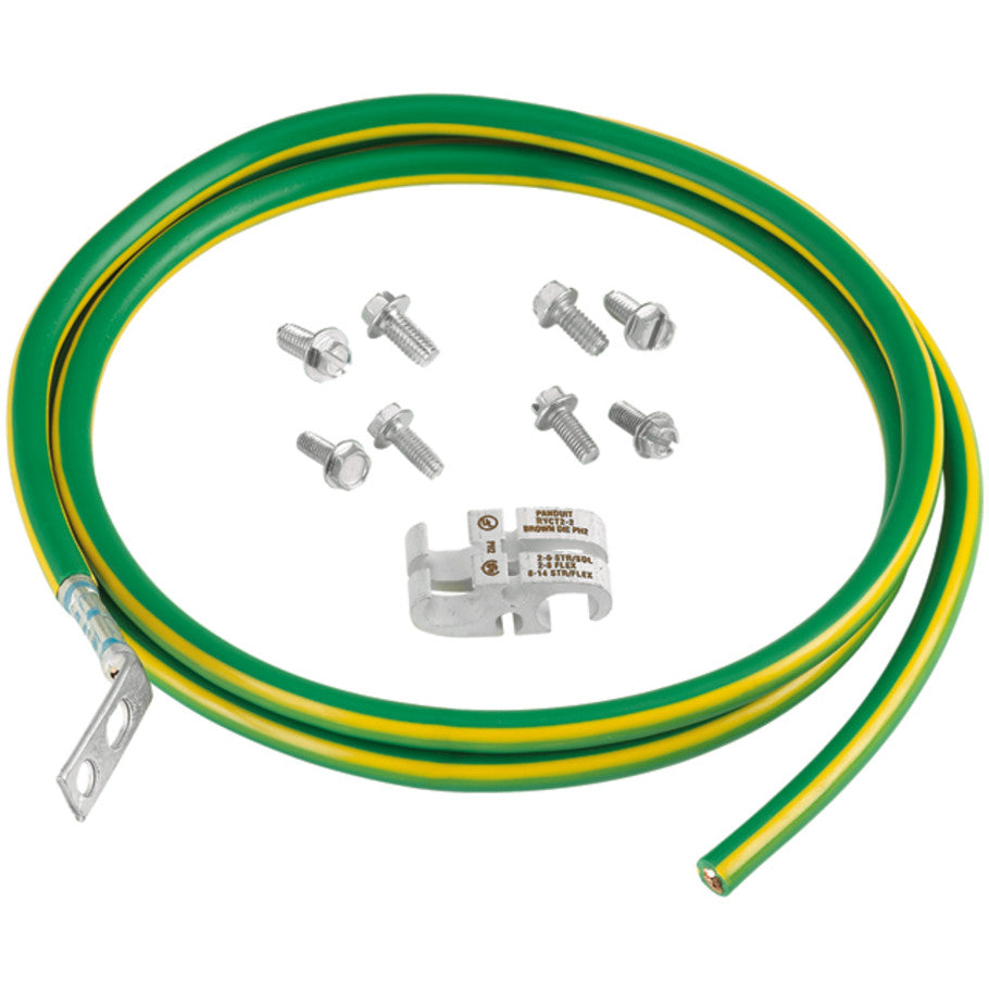 StructuredGround RGCBNJ660P22 Equipment Bonding Jumper Kit, Green/Yellow, 6 AWG