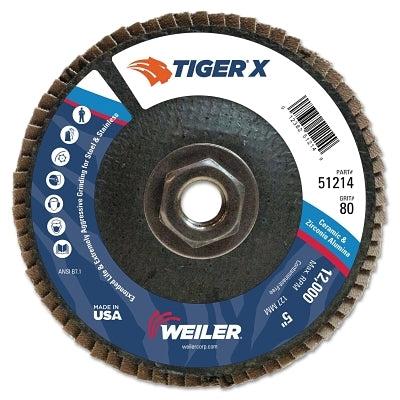 Tiger X Flap Disc, 5 in Angled, 80 Grit, 5/8 in - 11 Arbor